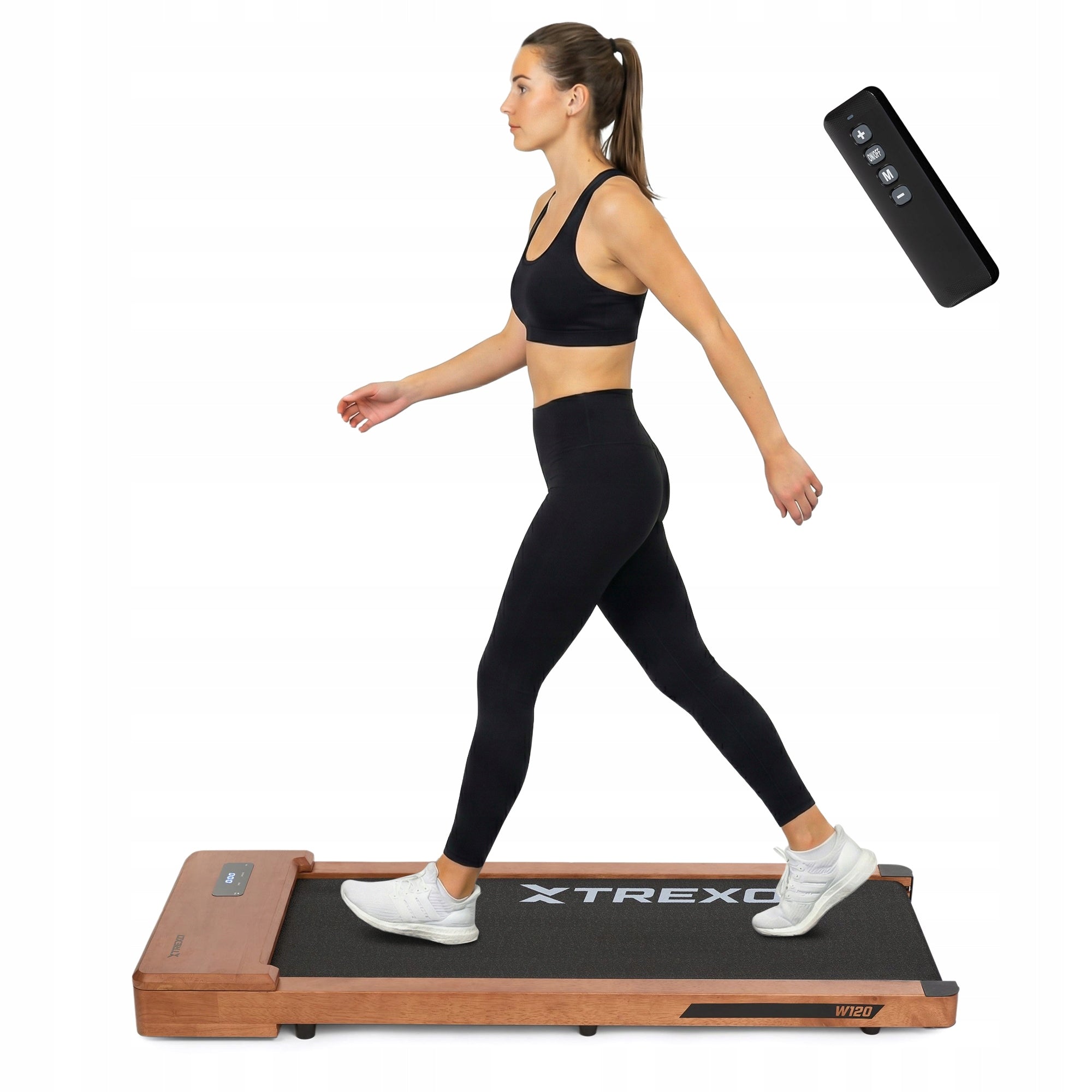 XTREXO Walking Pad W120+ wooden treadmill WITH REMOTE CONTROL 12 PROGRAMS 1-7 KM/H