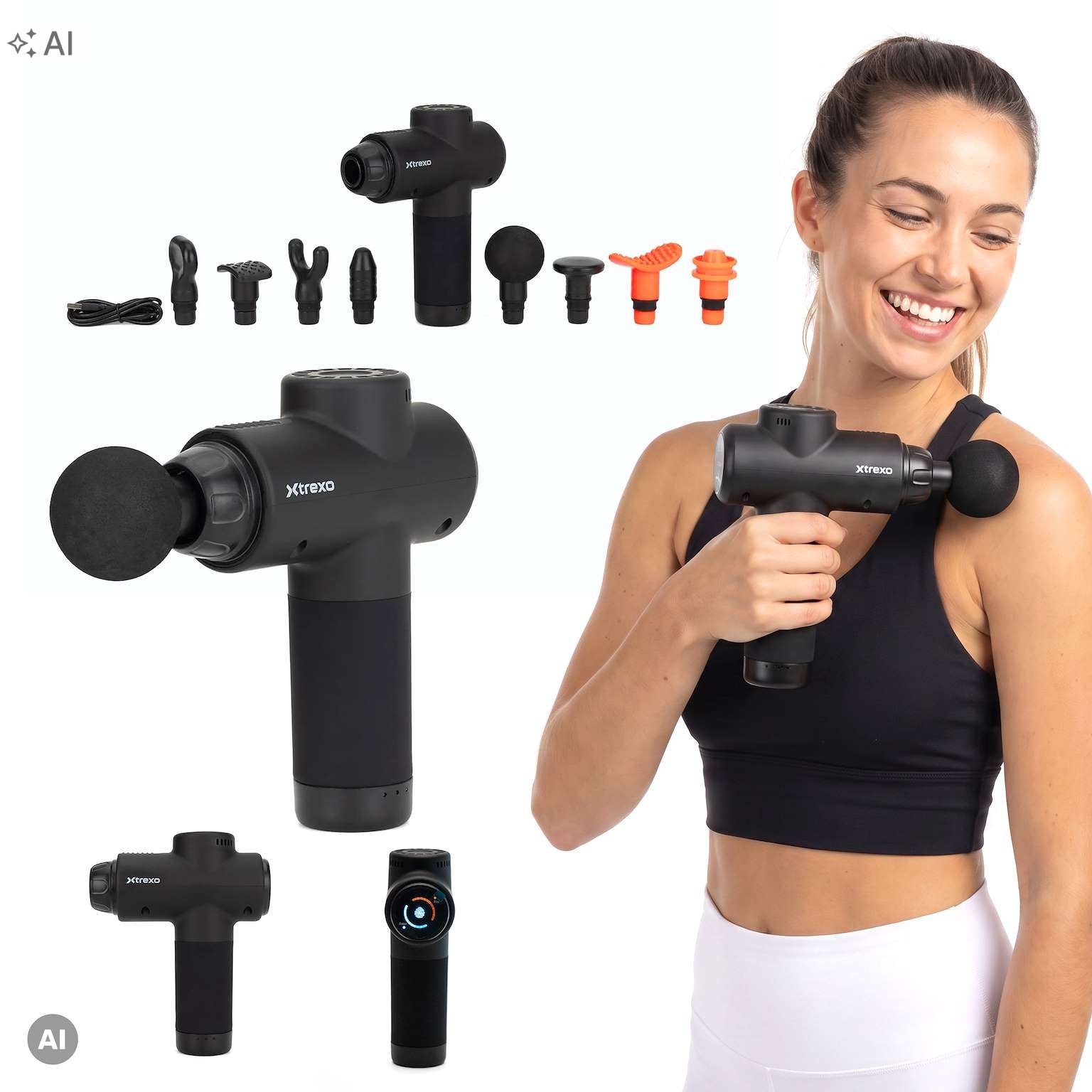 XTREXO massage gun Pulsar BACK BODY MASSAGER 8 TIPS