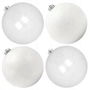 XXL Christmas Tree Baubles Large White 20 cm Unbreakable Set of 4