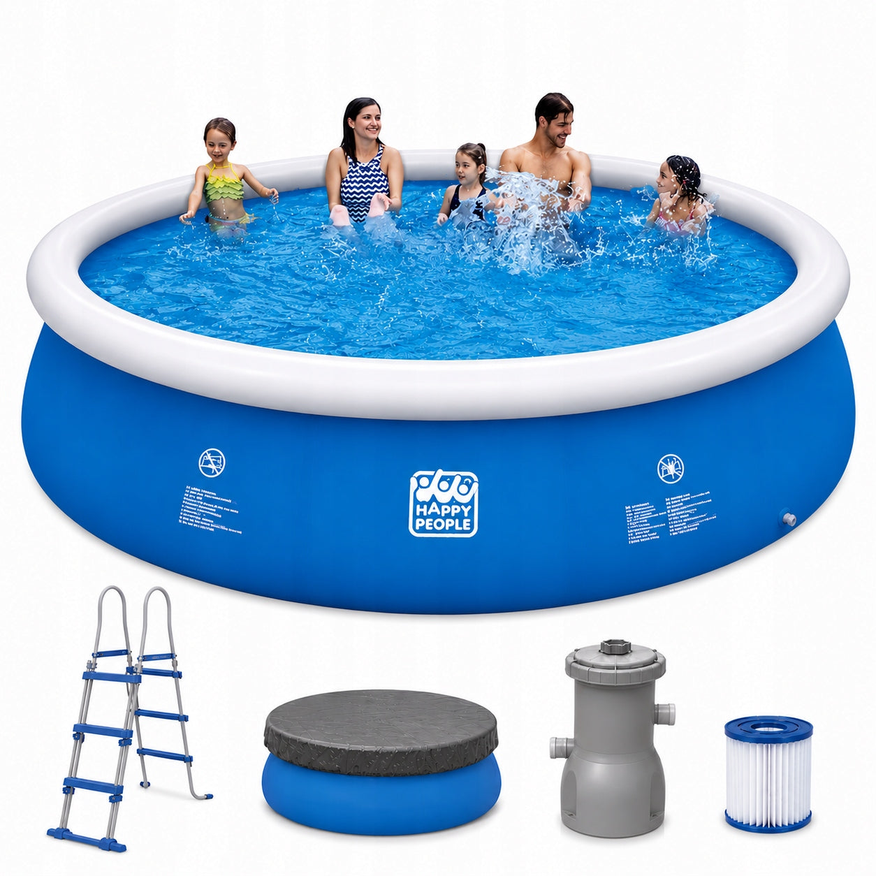 XXL Expansion Pool Happy People 450x90 cm Ladder Pump Cover