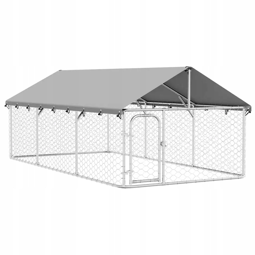 XXL dog cage with roof - silver - 400x200x150cm
