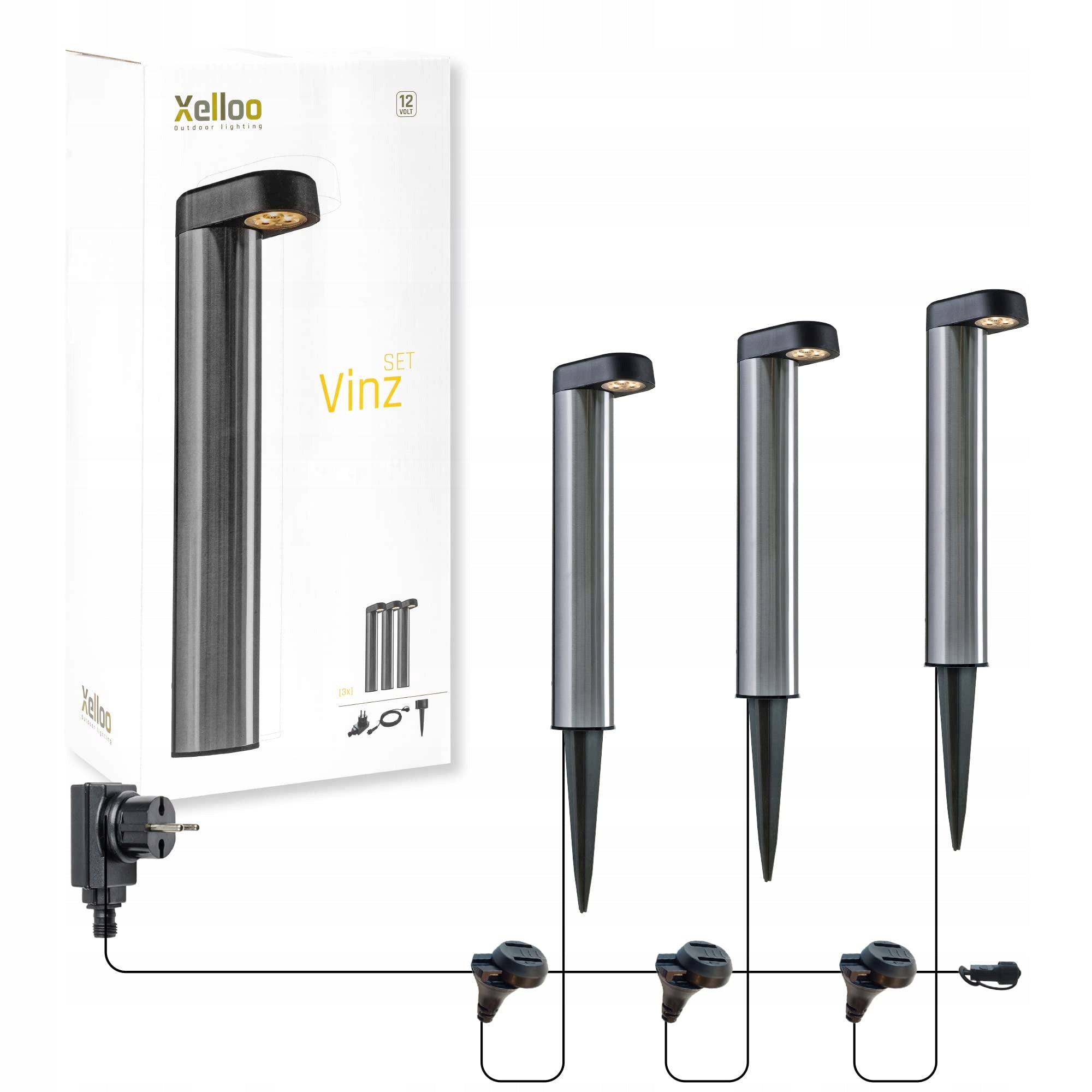 Xelloo VINZ LED 12V Garden Lamp Set with 1W IP44 Transformer