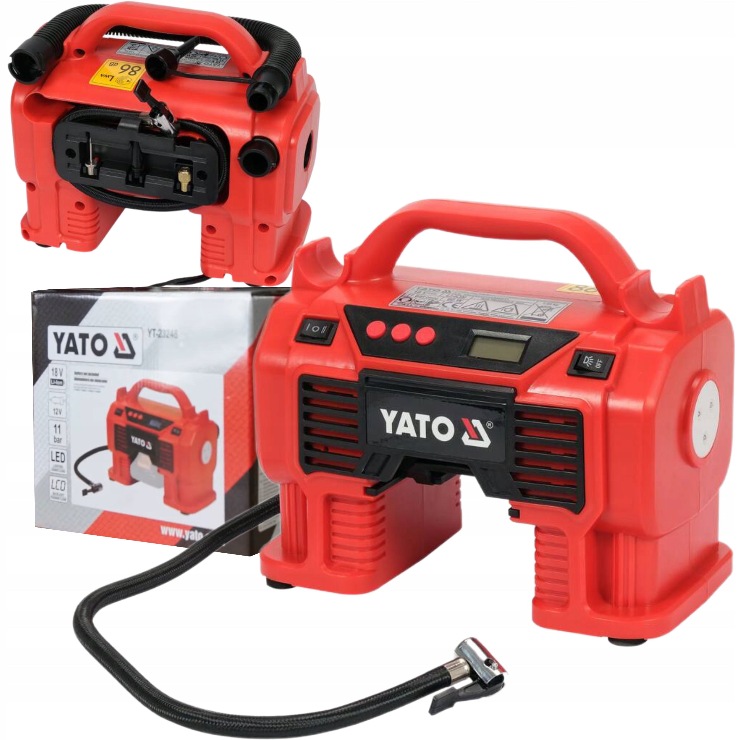 YATO COMPRESSOR CAR COMPRESSOR Rechargeable 18V +12V YT-23248 11 BAR Manufacturer code YT_YT-23248