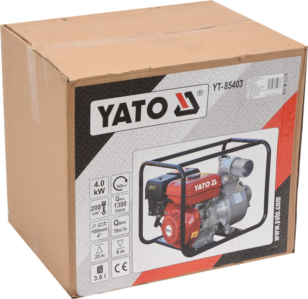 YATO DIESEL WATER PUMP 4” 4 KW 78M3/H Pump capacity l/h Ponad 5000 l/h