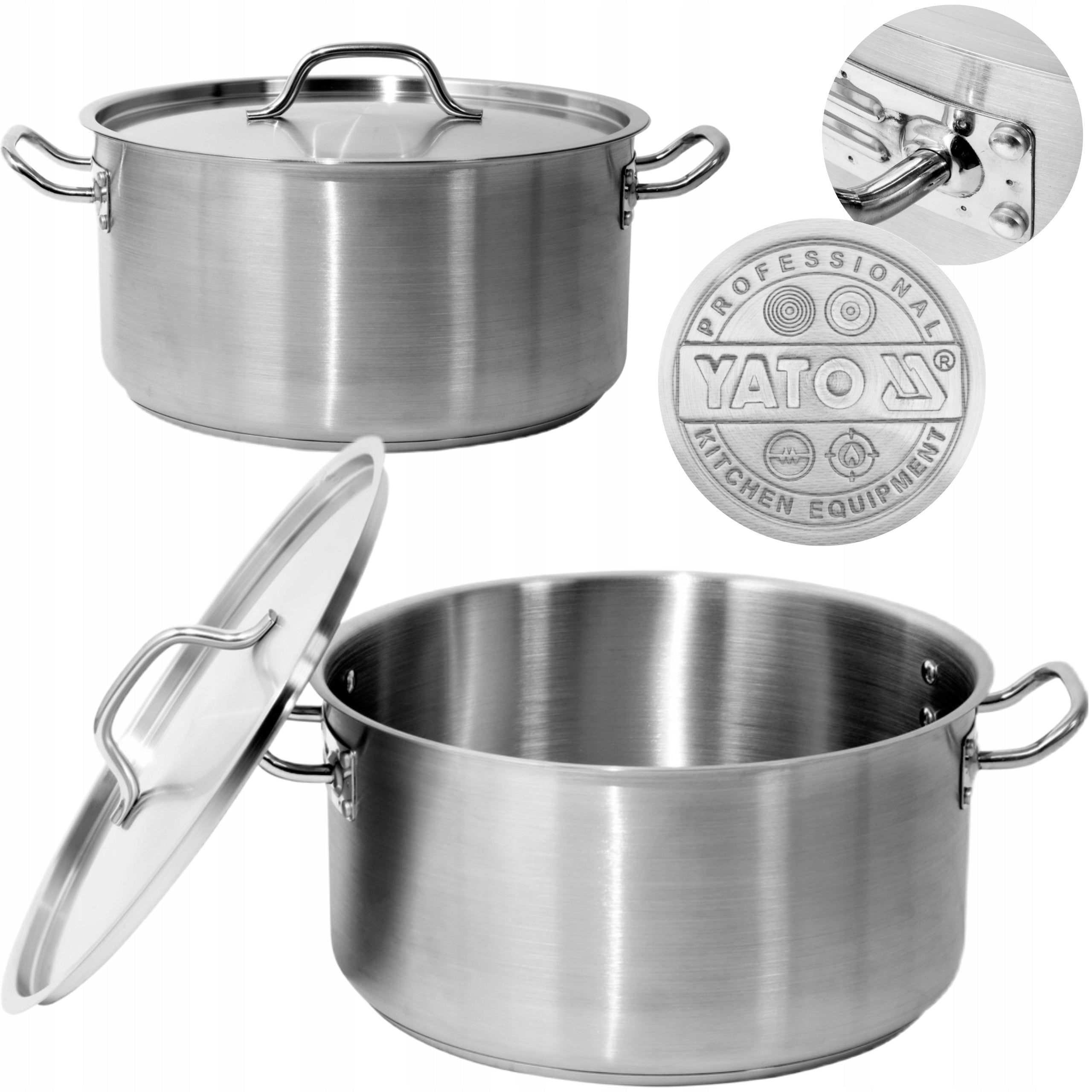 YATO GASTRO POT LOW WITH LID STAINLESS STEEL 36X18CM 18,3L YG-00044