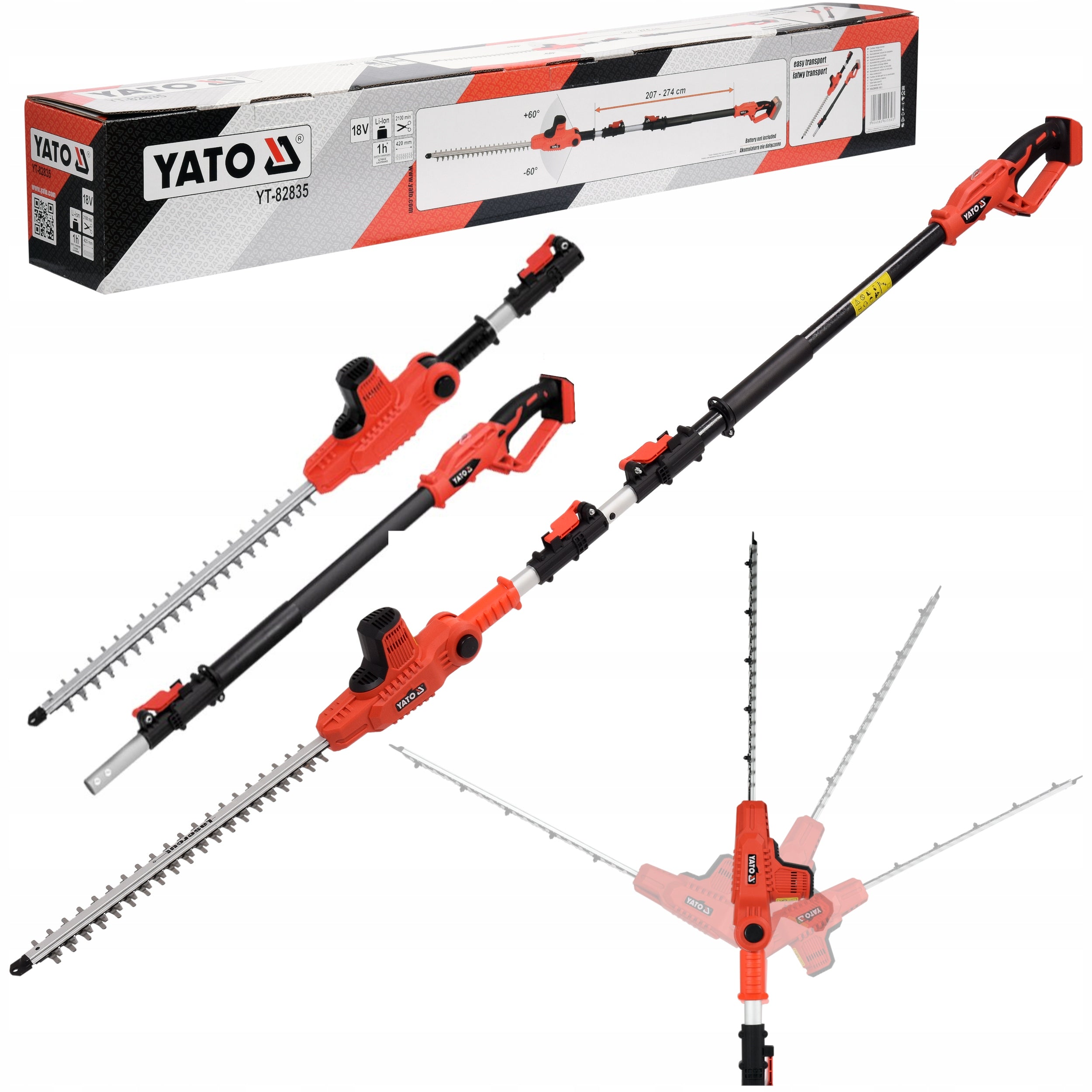 YATO HEDGE TRIMMER ON BOOM CORDLESS 42 CM 18V BODY