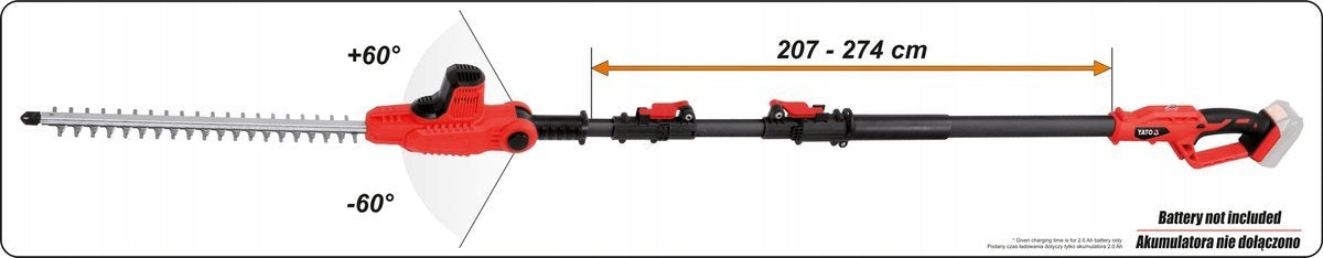 YATO LIFEBODY SHEARS ON BOOM CORDLESS TELESCOPIC 42 cm 18V Power 750 W