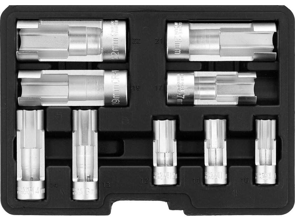 YATO OPEN CAPS SET 3/8" 1/2" 1/4" 9 ELEMENTS LENGTH 46 - 78 mm Packaging status original