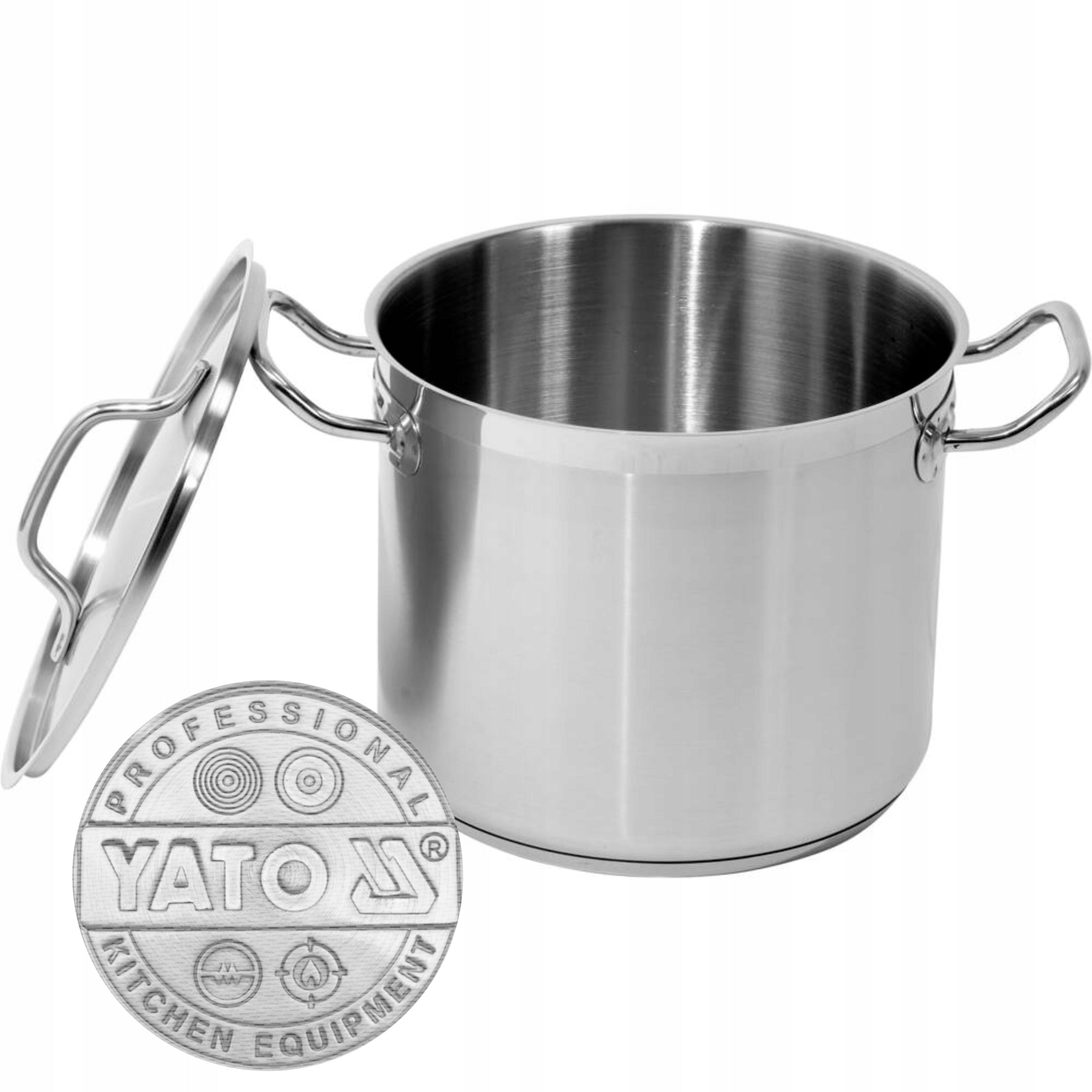 YATO POT HIGH INDUCTION GAS STAINLESS STEEL 24X20CM 9L WITH INOX COVER