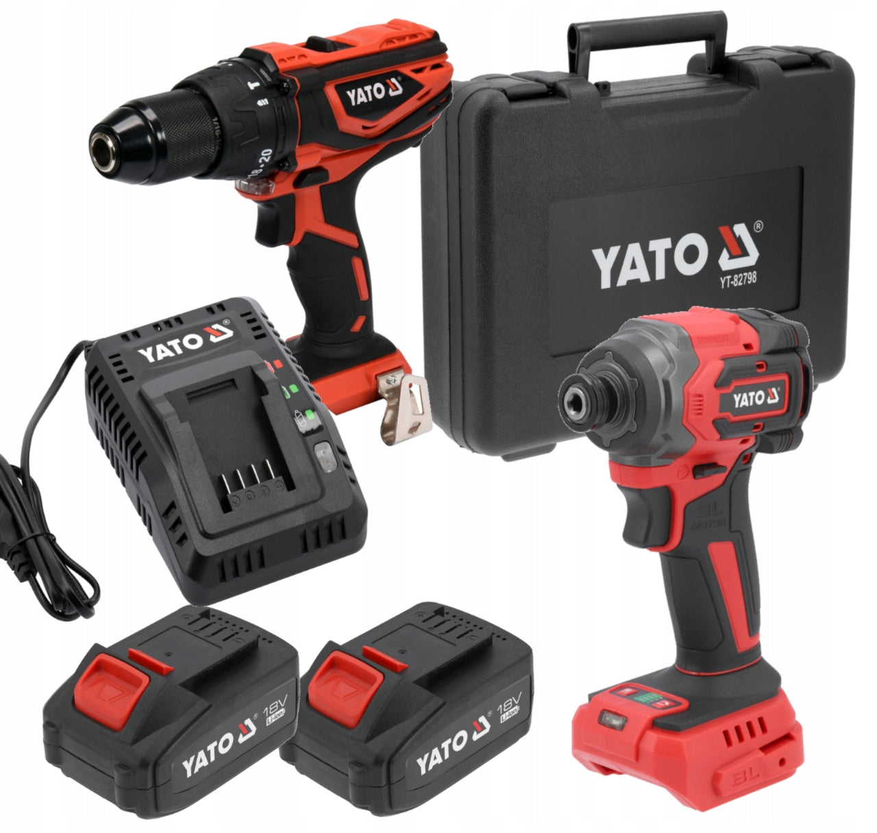YATO POWER TOOL KIT YT-82787 YT-82798 2X4Ah CHARGER SUITCASE