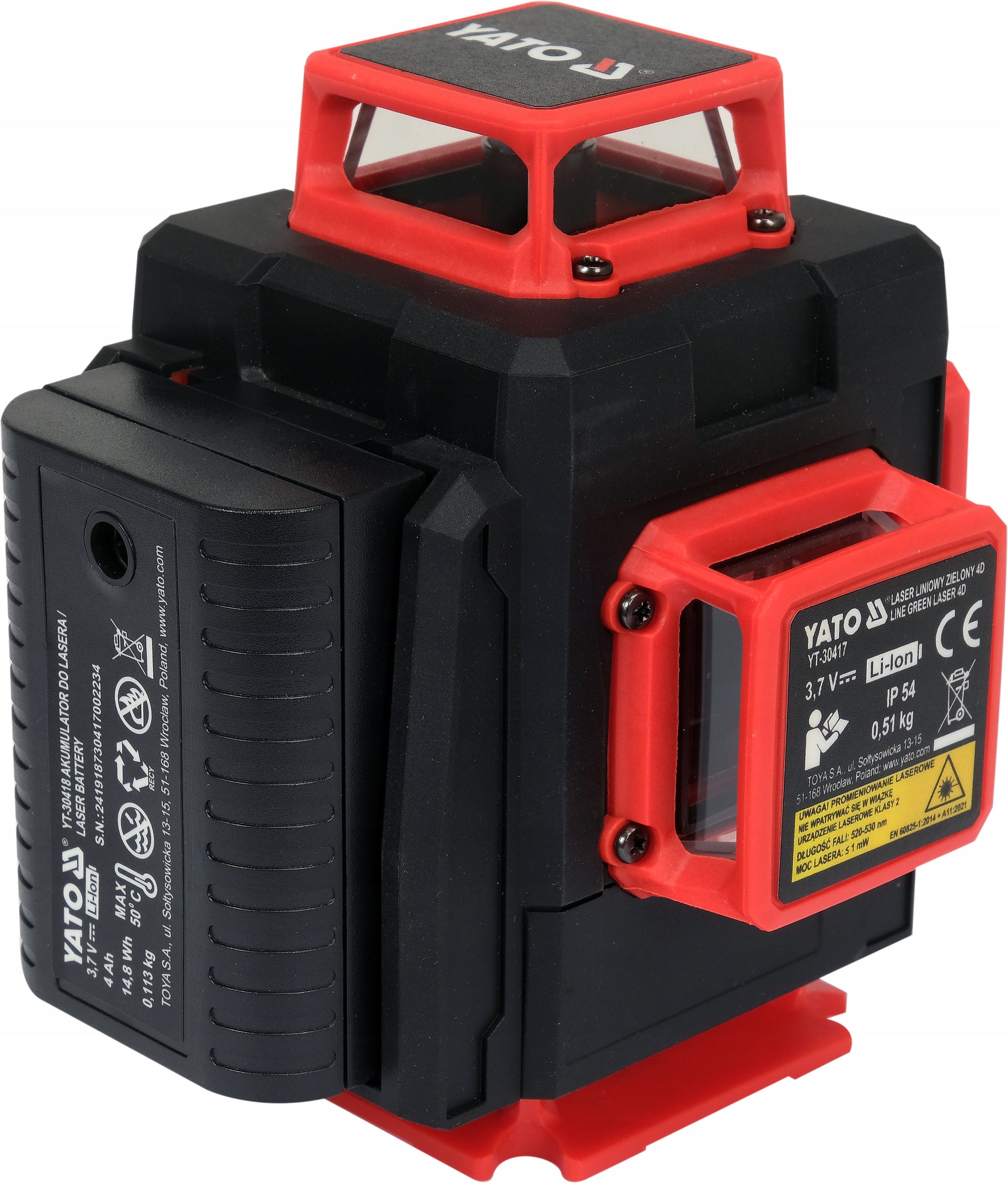 YATO SELF-LEVELING LASER GREEN A+ 16 LINEAR 4D WITH ACCESSORIES Protection rating IP54