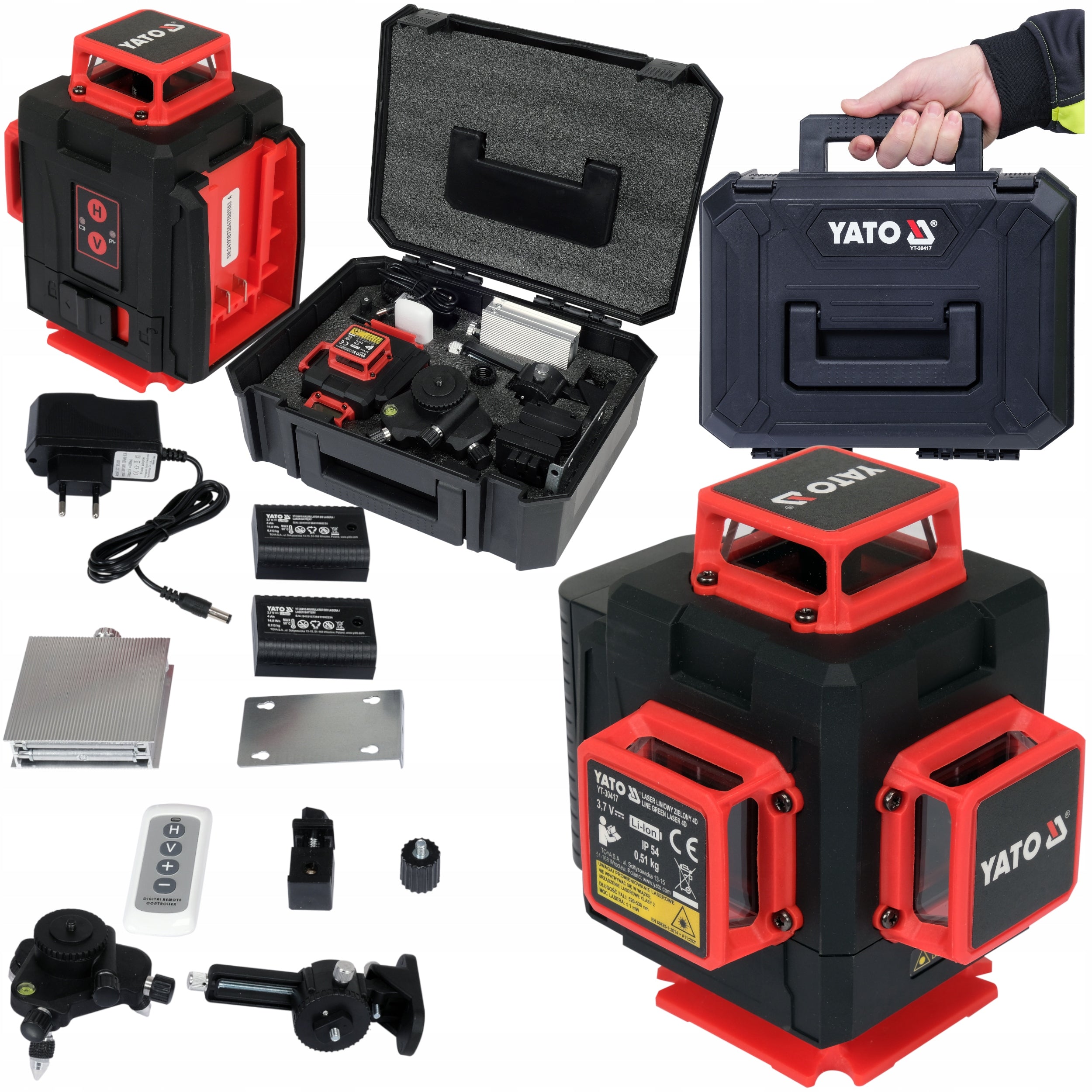 YATO SELF-LEVELING LASER GREEN A+ 16 LINEAR 4D WITH ACCESSORIES