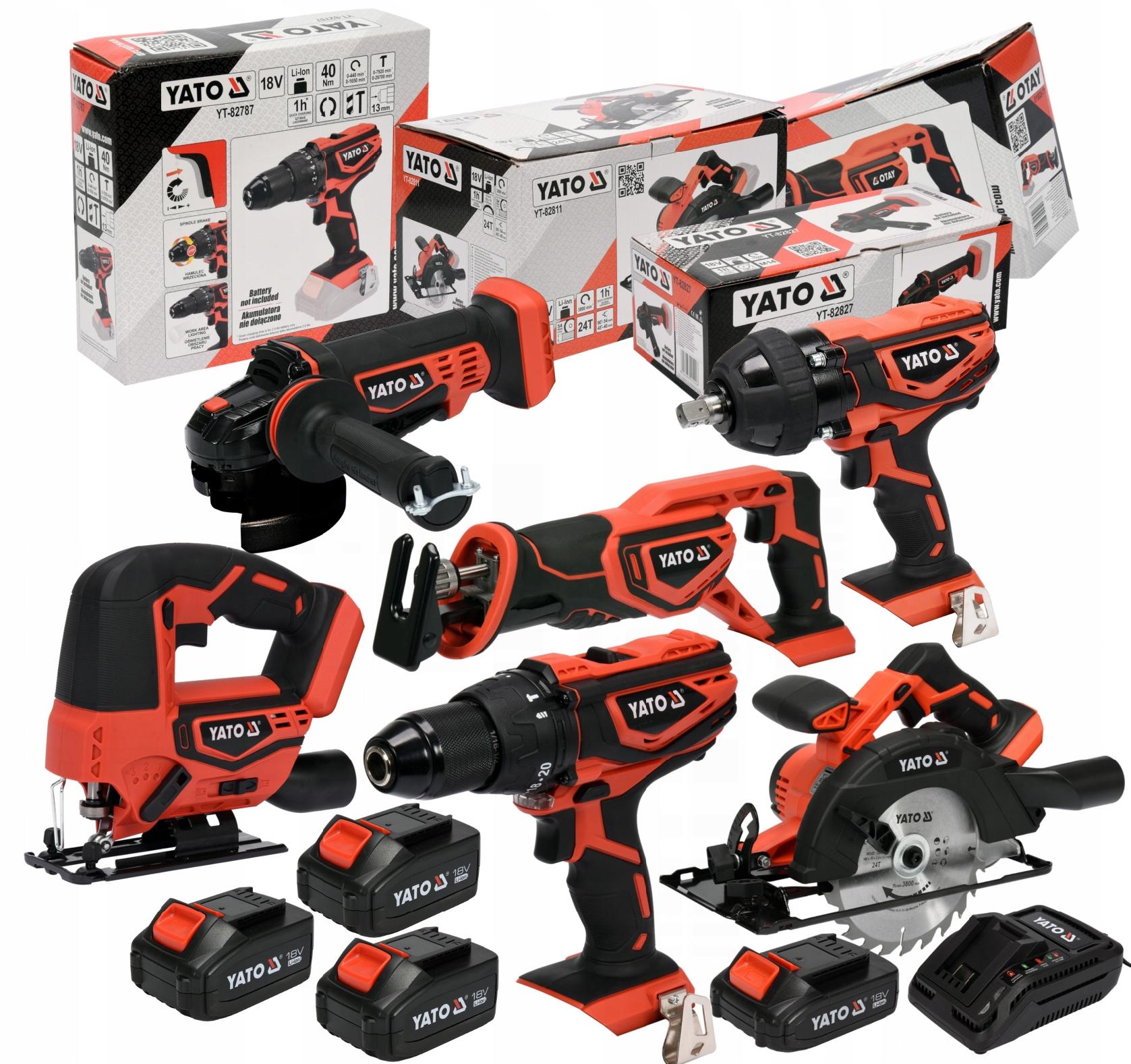YATO SET OF 6XTOOLS 18V YATO + 3xAKU 3Ah +1x2Ah