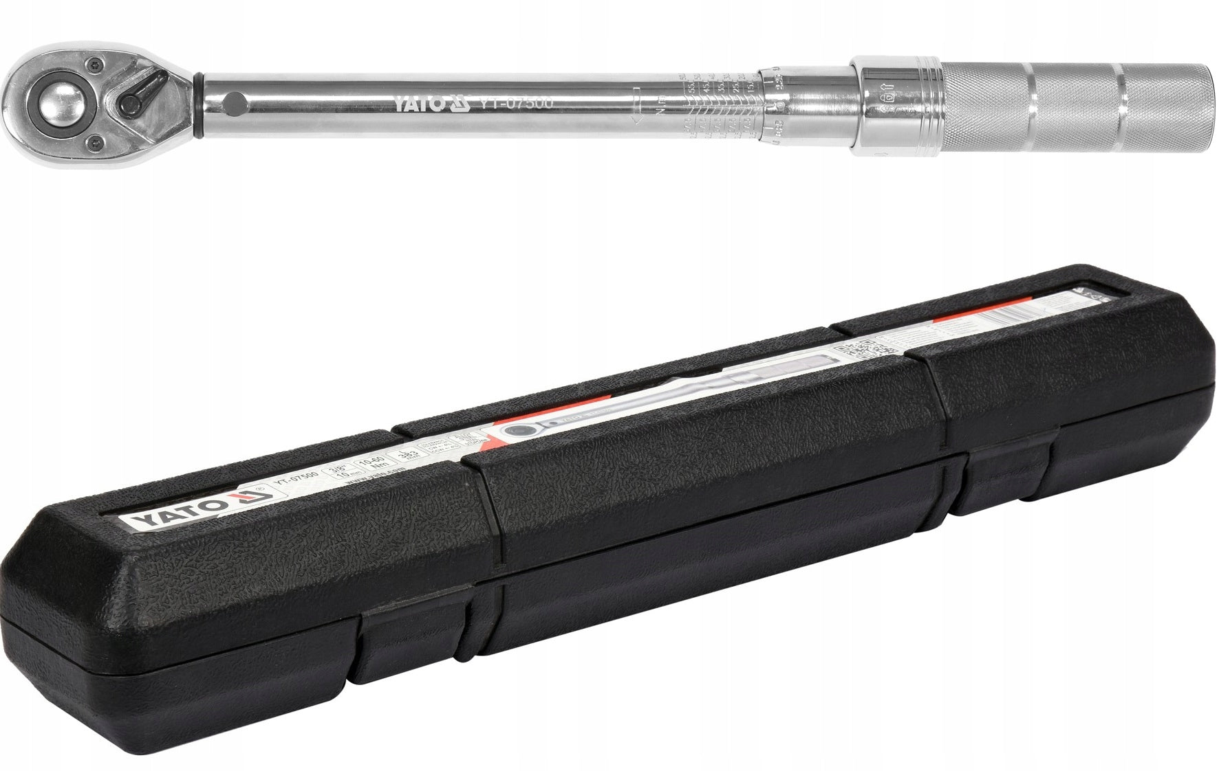 YATO TORQUE WRENCH 3/8" 10-60Nm WITH LOCK 400mm CERTIFICATE SUITCASE
