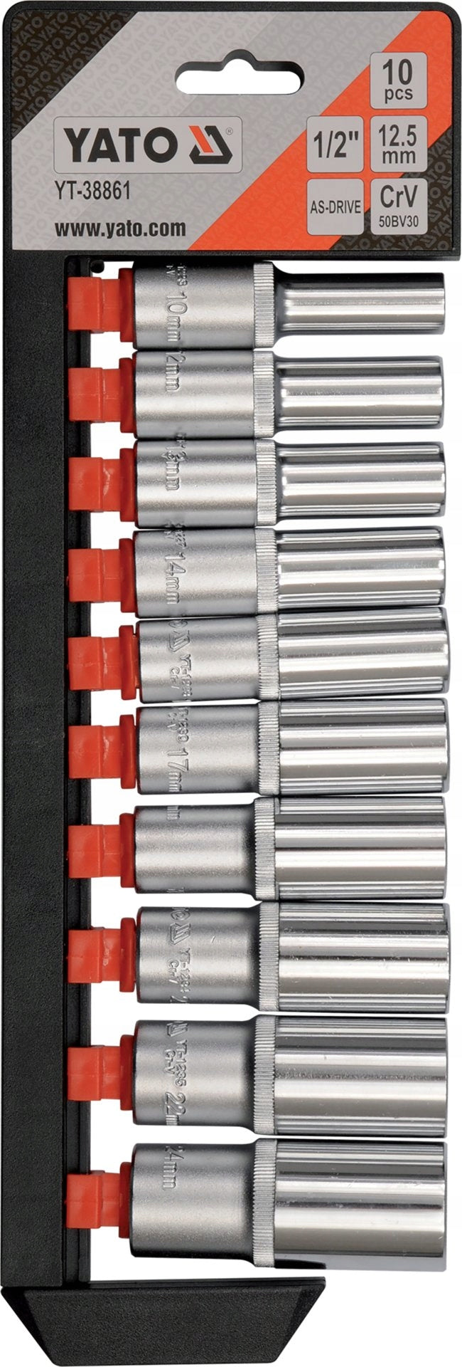 YATO YT-38861 Keycaps long set 1/2 inch 10pcs. 10-24 mm Brand Yato
