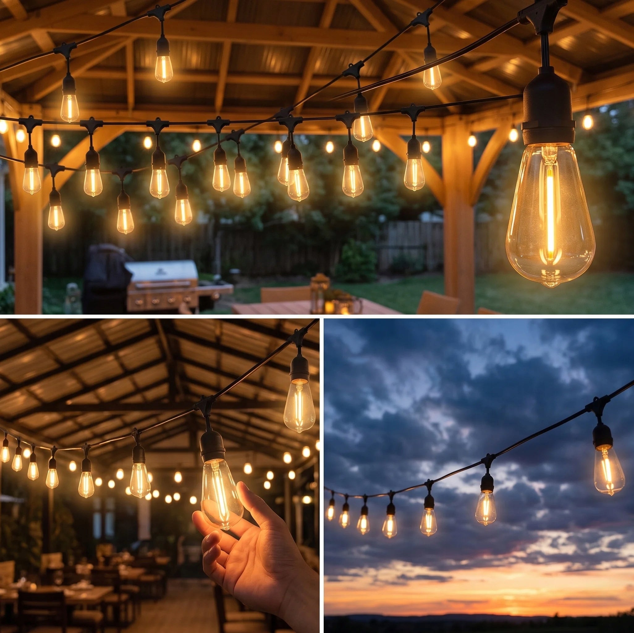 YEAR-ROUND GARDEN GARLAND LIGHT 30m 30x LED BULB E27 WATERPROOF Globe diameter 4.5 cm