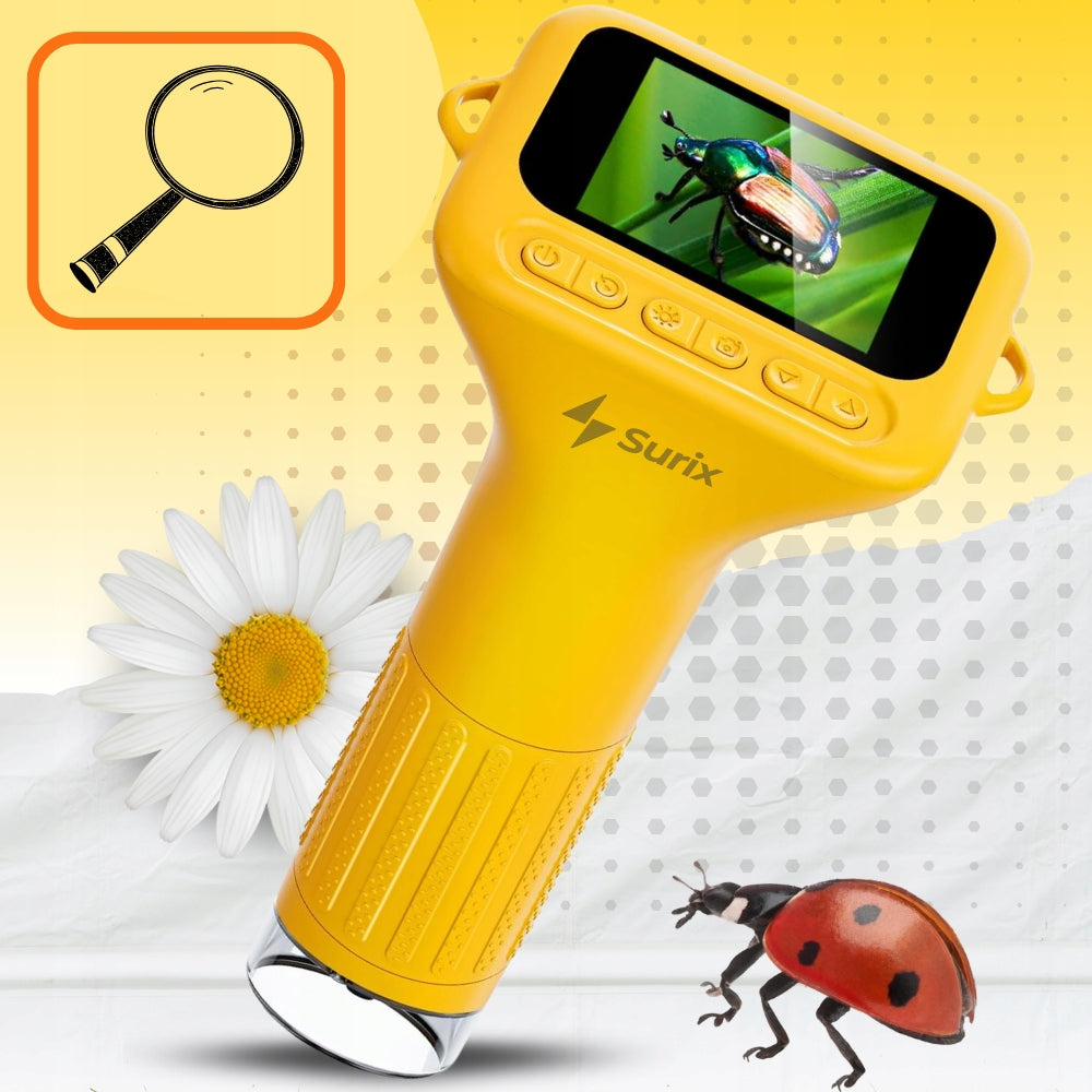 YELLOW MOBILE MICROSCOPE FOR CHILDREN 2 INCH SCREEN, 1000X MAGNIFICATION Manufacturer code Mikroskop endoskopowy