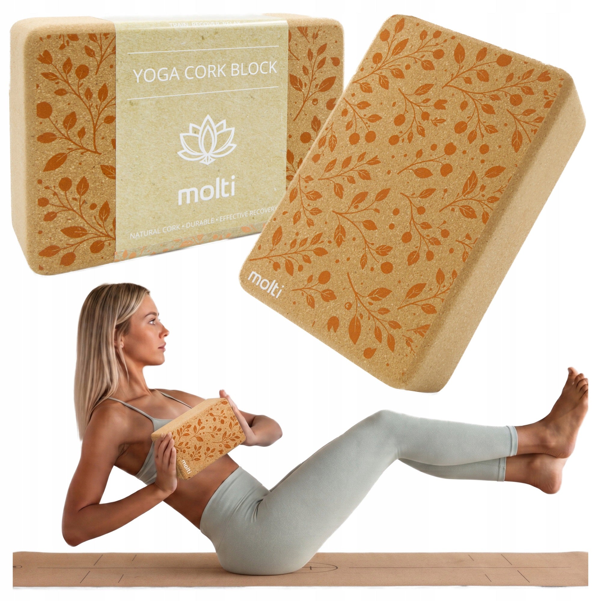 YOGA CUBE BLOCK NATURAL cork RESISTANT DURABLE Pilates