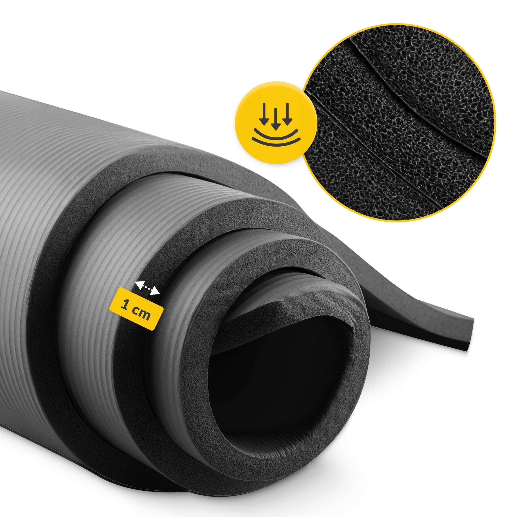 YOGA EXERCISE MAT GYMNASTIC TRAINING FITNESS HANDLE THICK NBR 1 CM Manufacturer code Antypoślizgowa mata do pilatesu YM02