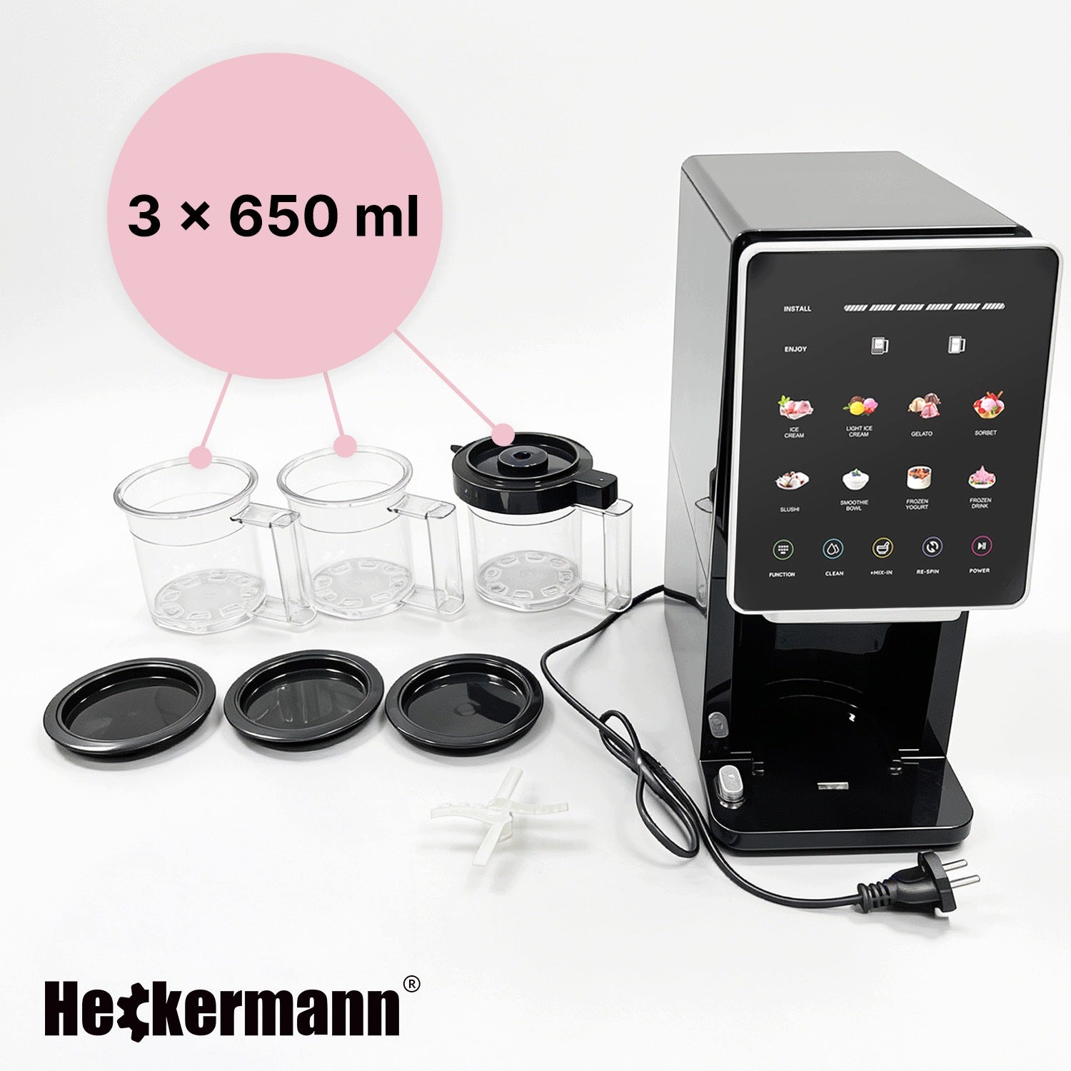 YOGA ICE CREAM MACHINE SLUSHIE SMOOTHIE SORBET 8 PROGRAMS 800W 3x650ml Manufacturer code Maszyna do lodów KF-2501Gx