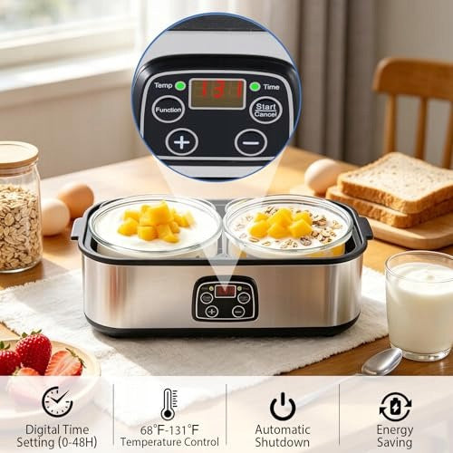 YOGURT MACHINE 2 L GLASS CONTAINERS TEMPERATURE ADJUSTABLE Dominant color clear
