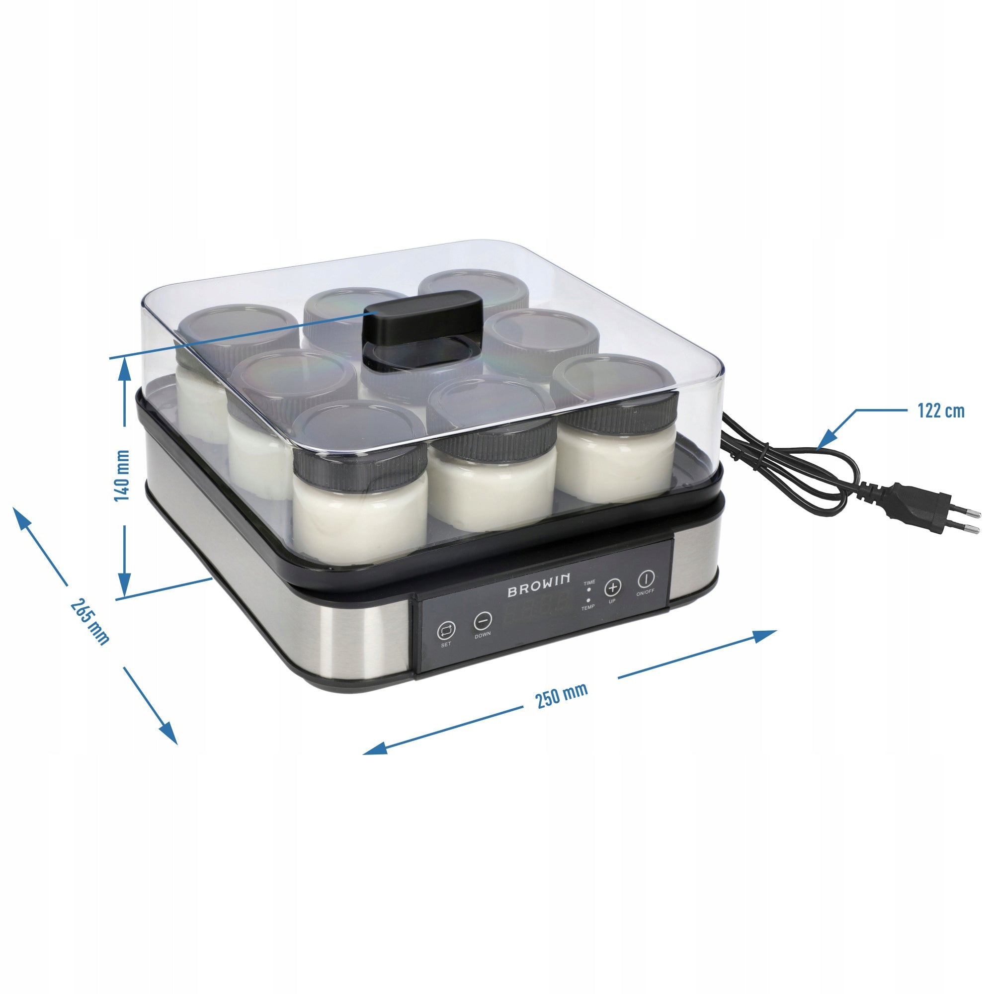 YOGURT MAKER WITH THERMOSTAT 9 JARS BROWIN 1,7l 801018 Manufacturer code 801018
