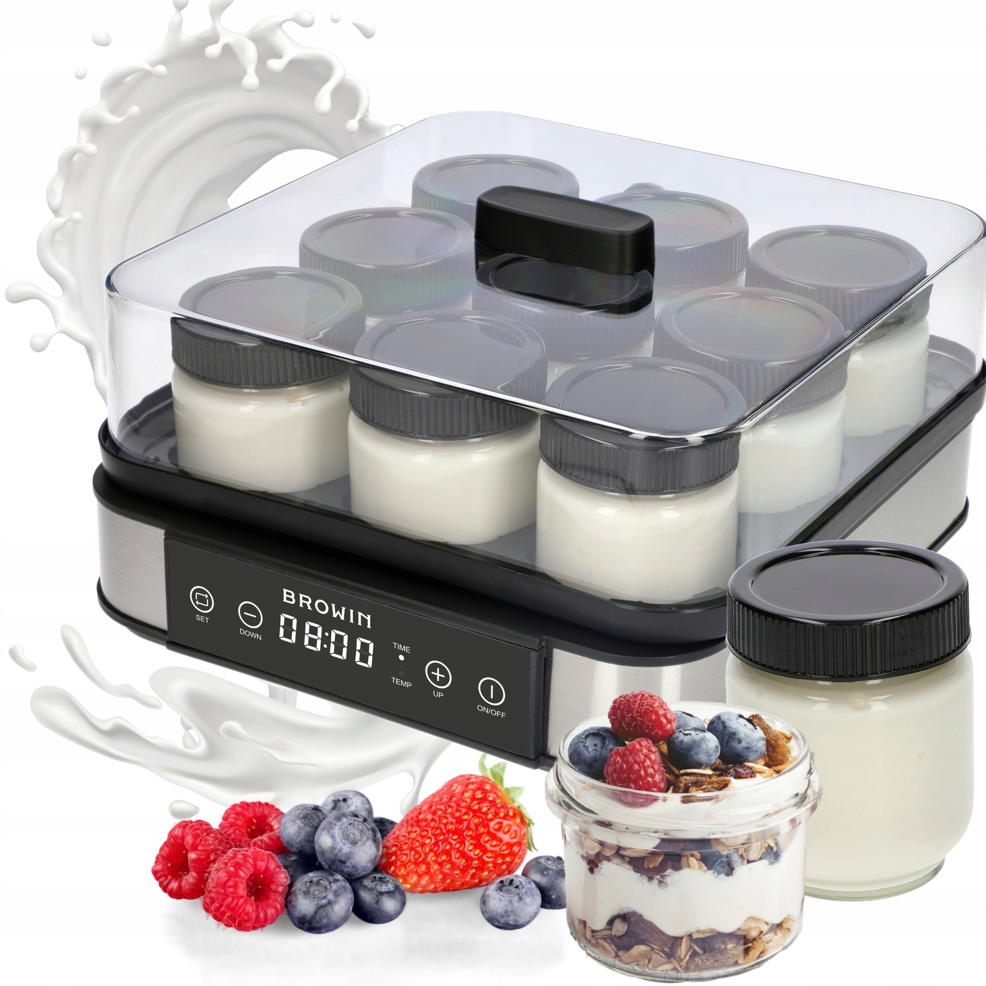 YOGURT MAKER WITH THERMOSTAT 9 JARS BROWIN 1,7l 801018