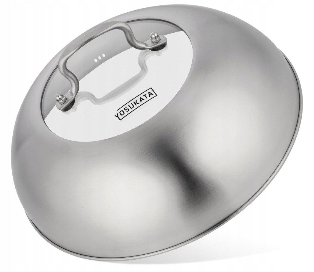 YOSUKATA Lid 29 cm made of Steel and Glass – For Pan Wok 30 cm