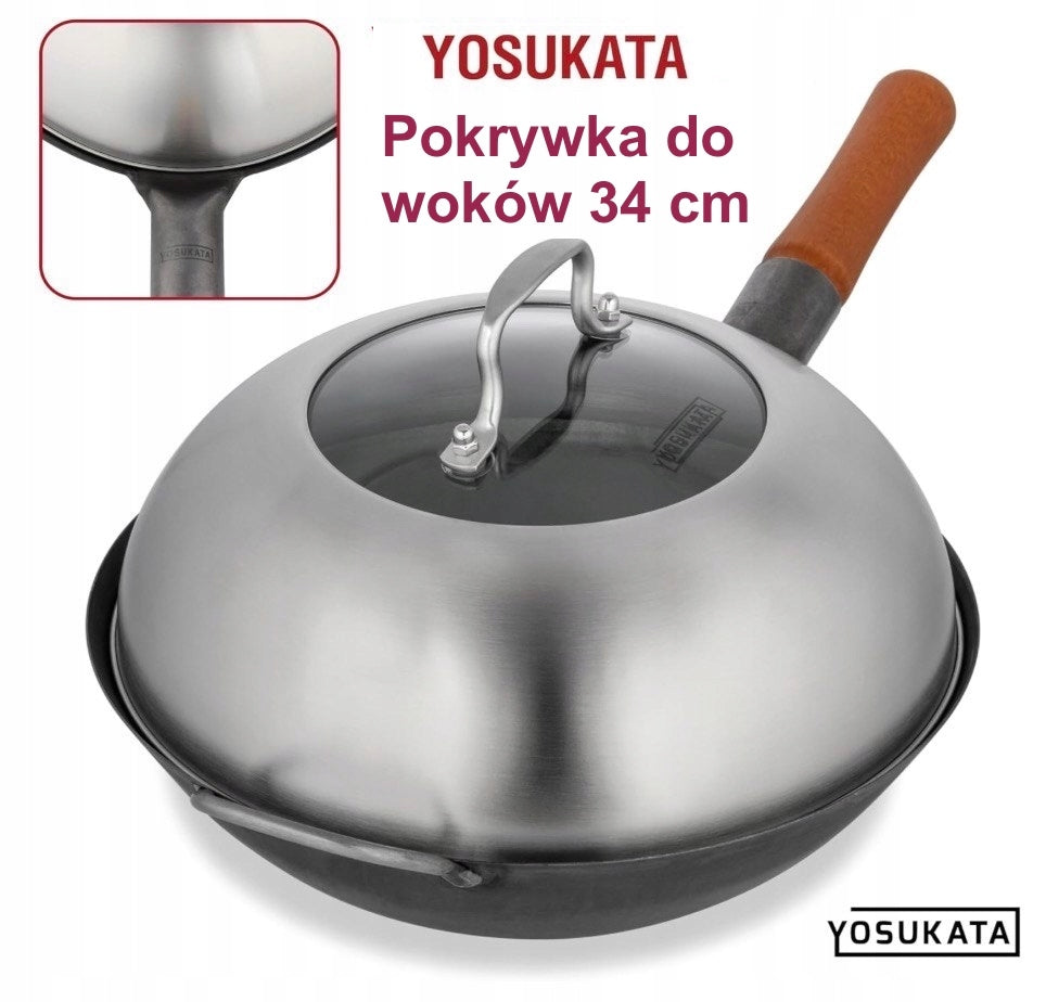 YOSUKATA Lid 32,5 cm made of Steel and Glass – For Pan Wok 34 cm Manufacturer code 521000