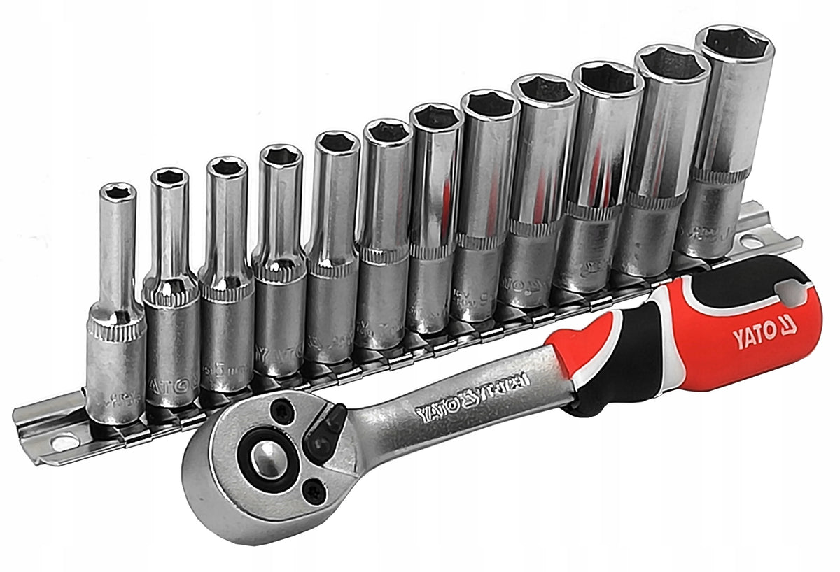YT-00036 RATCHET + LONG CAPS 1/4" 4-13MM