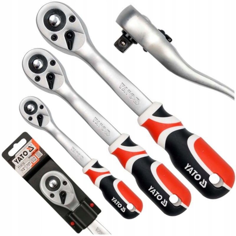 YT-A00103 BENT RATCHET 1/2" 3/8" 1/4" YATO SET - 3 PIECES