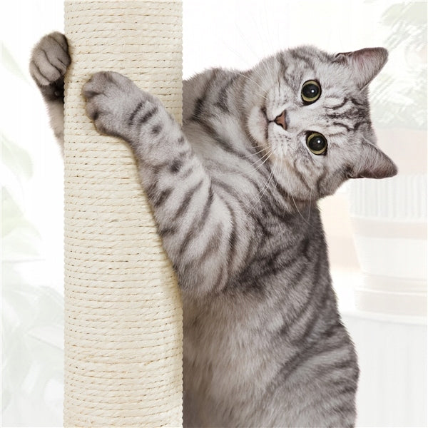 Yaheetech 75 cm High Rattan Cat Tower with Booth, Scratcher, Beige Kind small scratching post bed scratching post scratching tower