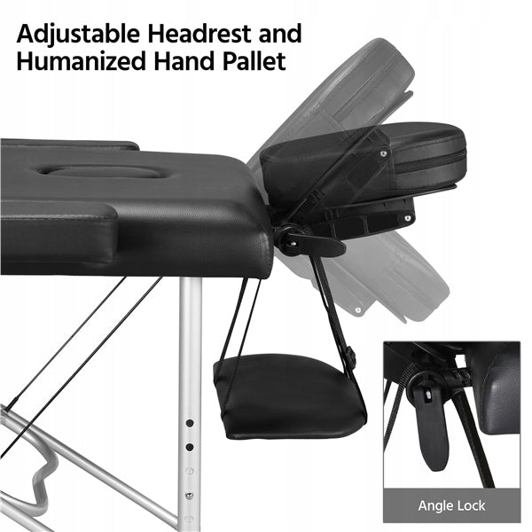 Yaheetech Portable Massage Table, Folding with Headrest, Black 213x80 cm Color black