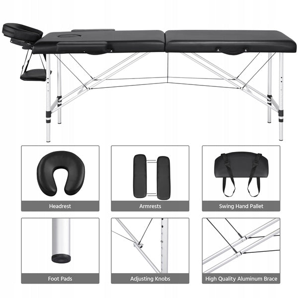 Yaheetech Portable Massage Table, Folding with Headrest, Black 213x80 cm Kind folding table