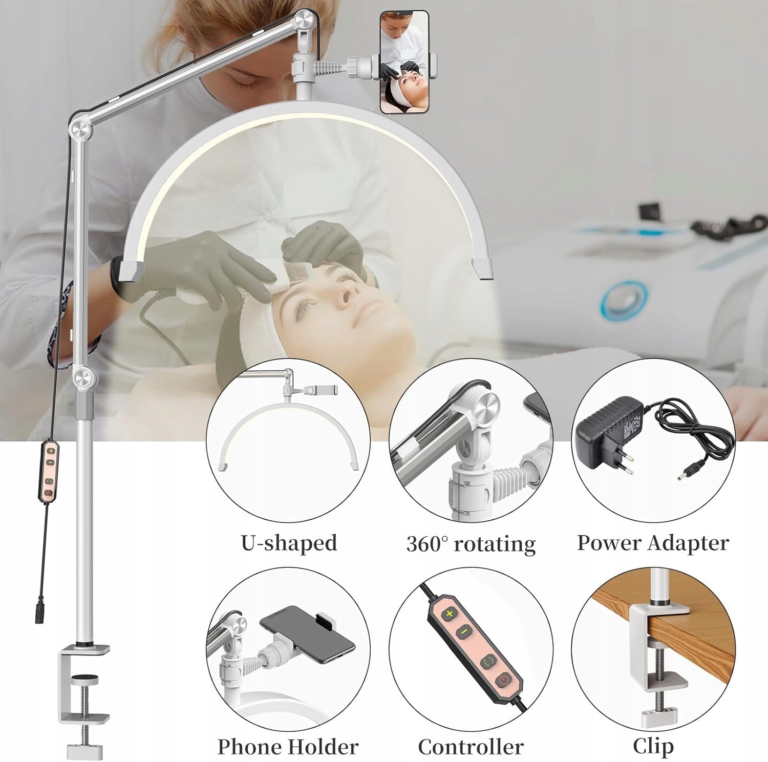 Yofuly Cosmetic Lamp with Phone Holder 3000-6000K 20W Brand no brand
