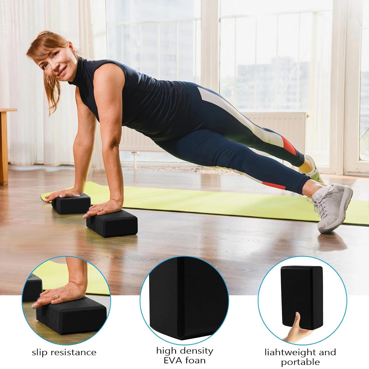 Yoga blocks set of 2 pieces 23 x 15 x 7,5 cm Brand no brand