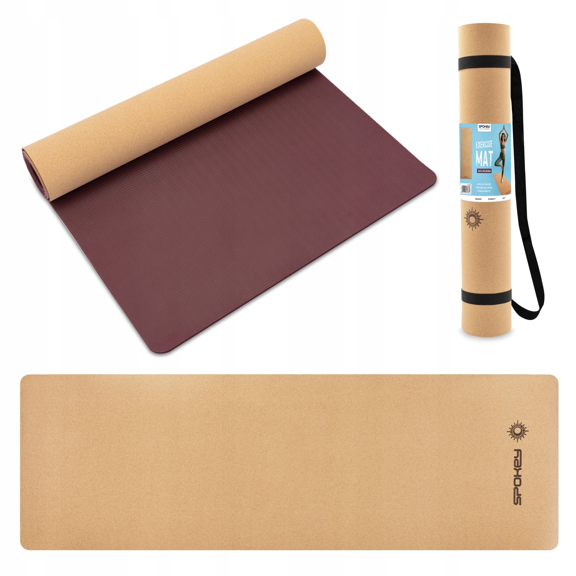 Yoga exercise mat Spokey SAVASANA with natural cork