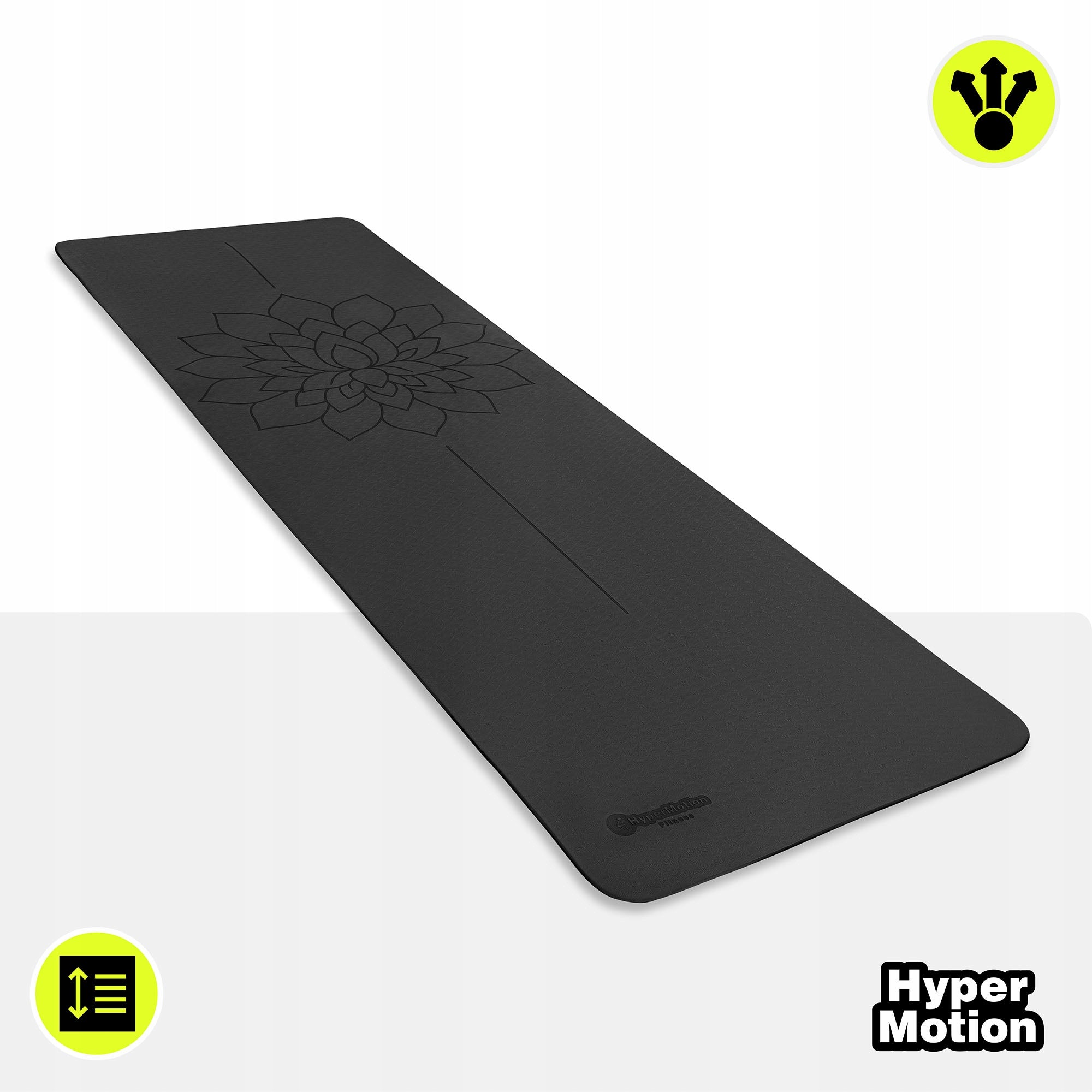 Yoga mat HyperMotion TPE 6 mm 183x61 black strap Packaging status original