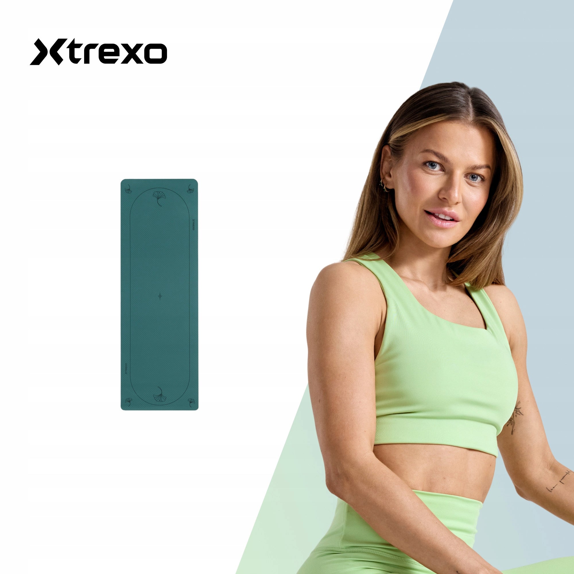 Yoga mat XTREXO EcoGrip 6mm green OS THIN LIGHTWEIGHT NON-SLIP Packaging status original
