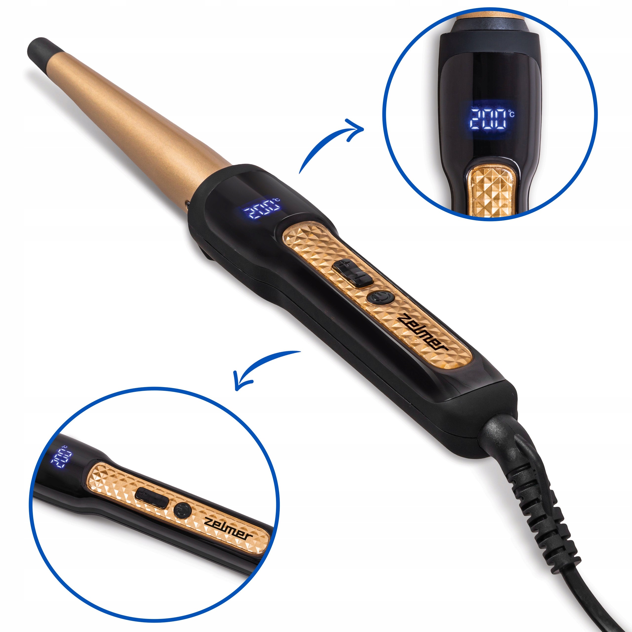 ZELMER CONICAL CURLING IRON ZHL1325 40W 13-25mm TEMPERATURE CONTROL