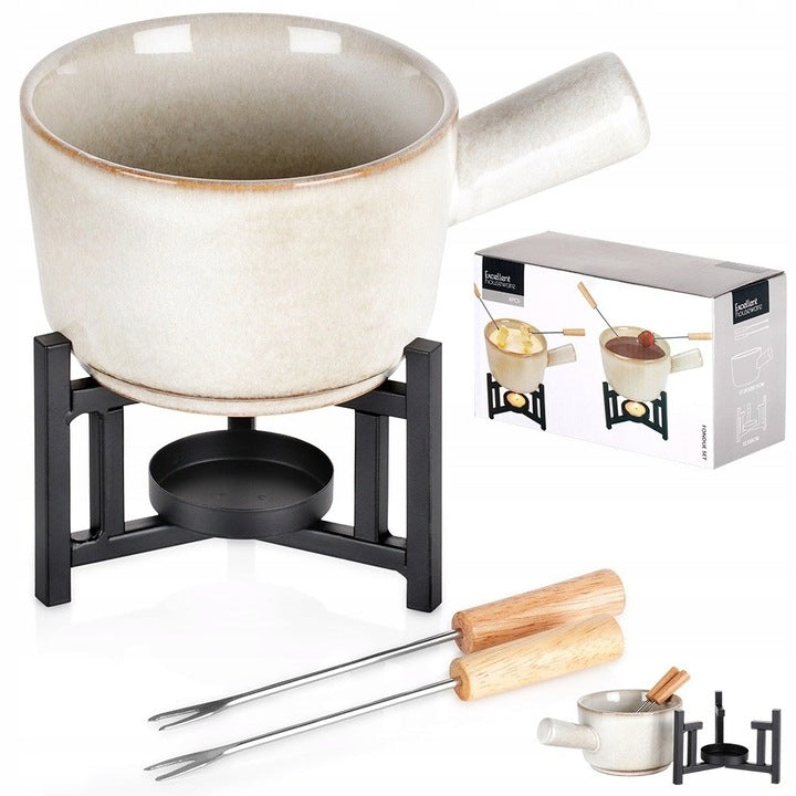 ZESTAW DO FONDUE SEROWEGO CZEKOLADOWEGO METALOWY PODGRZEWACZ + MISECZKA
