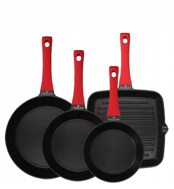 ZWIEGER OBSIDIAN SET OF FRYING PAN 20, 24, 28 +28 GRILL WITH GREBLON COATING