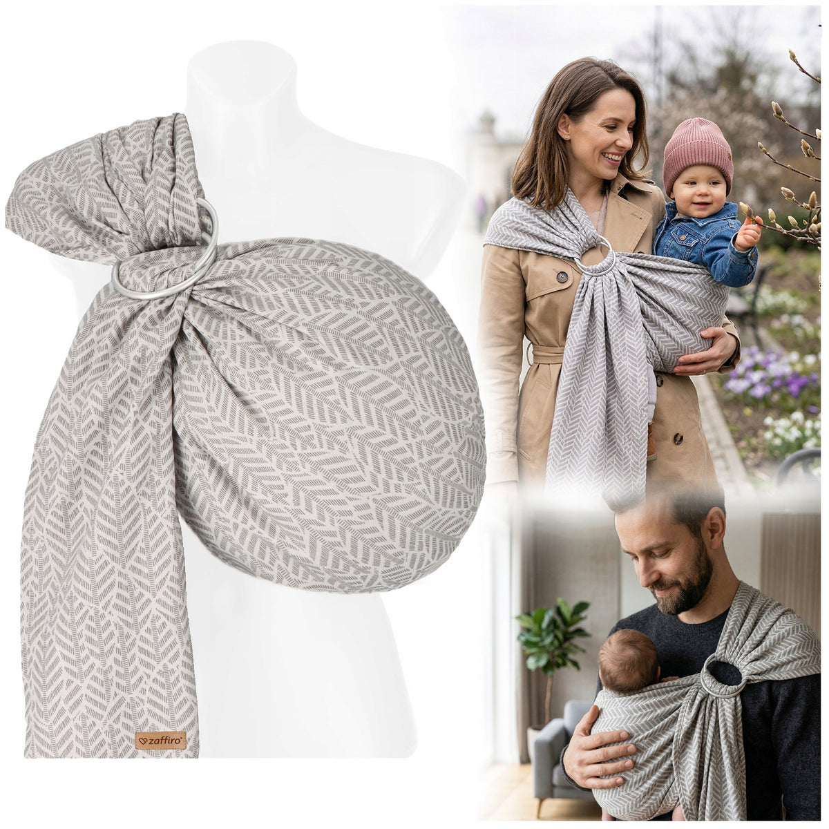 Zaffiro HugMe Leaves 70x195cm grey