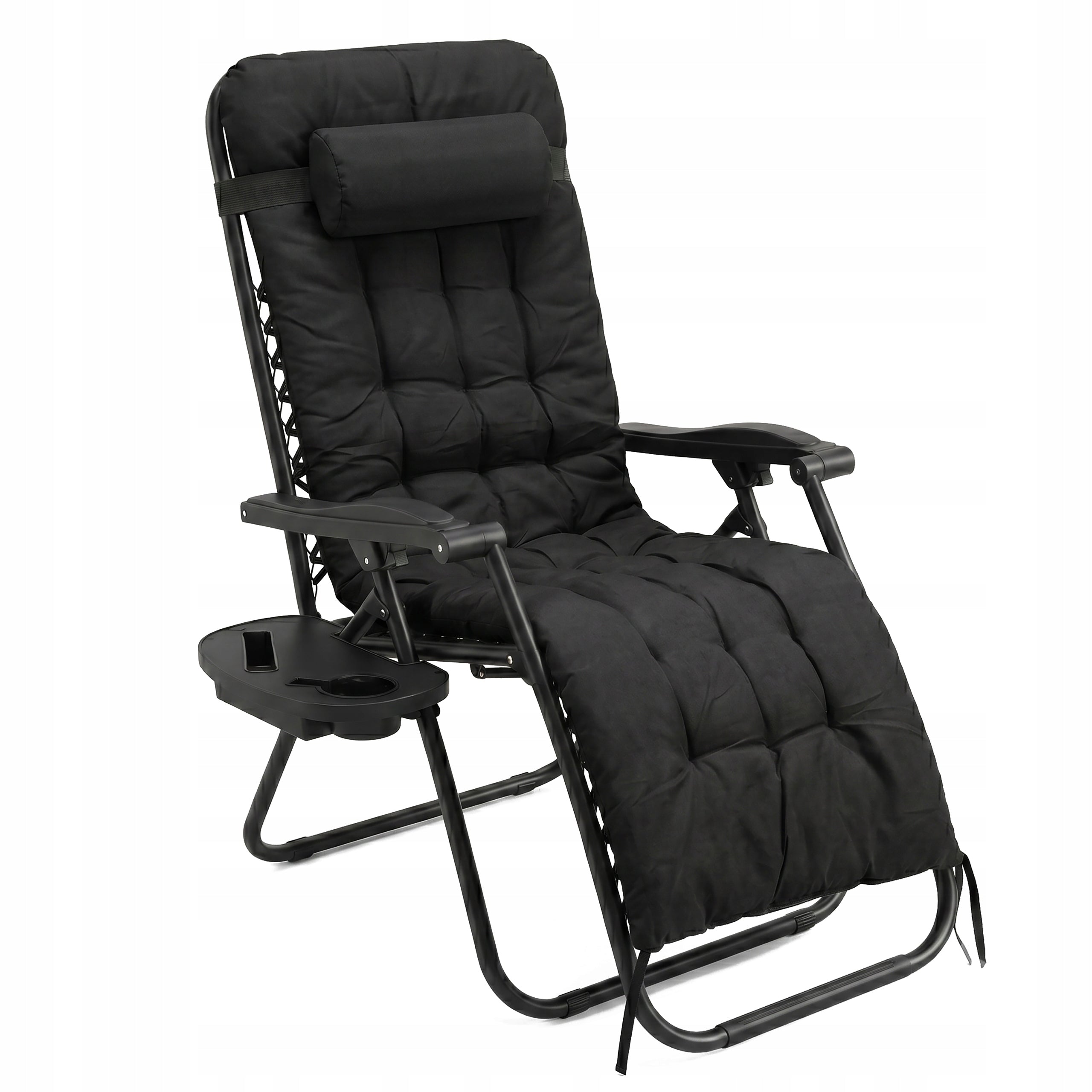 Zero Gravity Folding Sun Lounger Grey Garden Lightweight with Cushion Adjustable Manufacturer code Leżak zero gravity regulowany SFF z poduszką