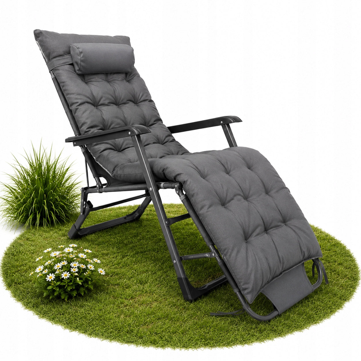 Zero Gravity GARDEN LOUNGER CHAIR Folding Beach Terrace Balcony Grey