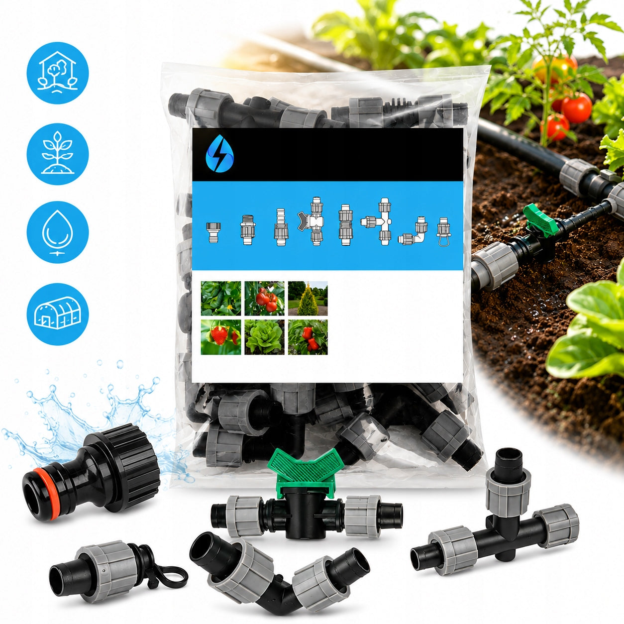 Zestaw do nawadniania kropelkowego taśma 16mm 24 elementy SOLFAST Manufacturer code DTC-SET1