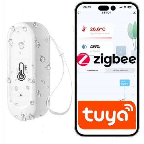 ZigBee Tuya IP65 Temperature and Humidity Sensor MQTT Calibration and Alarms