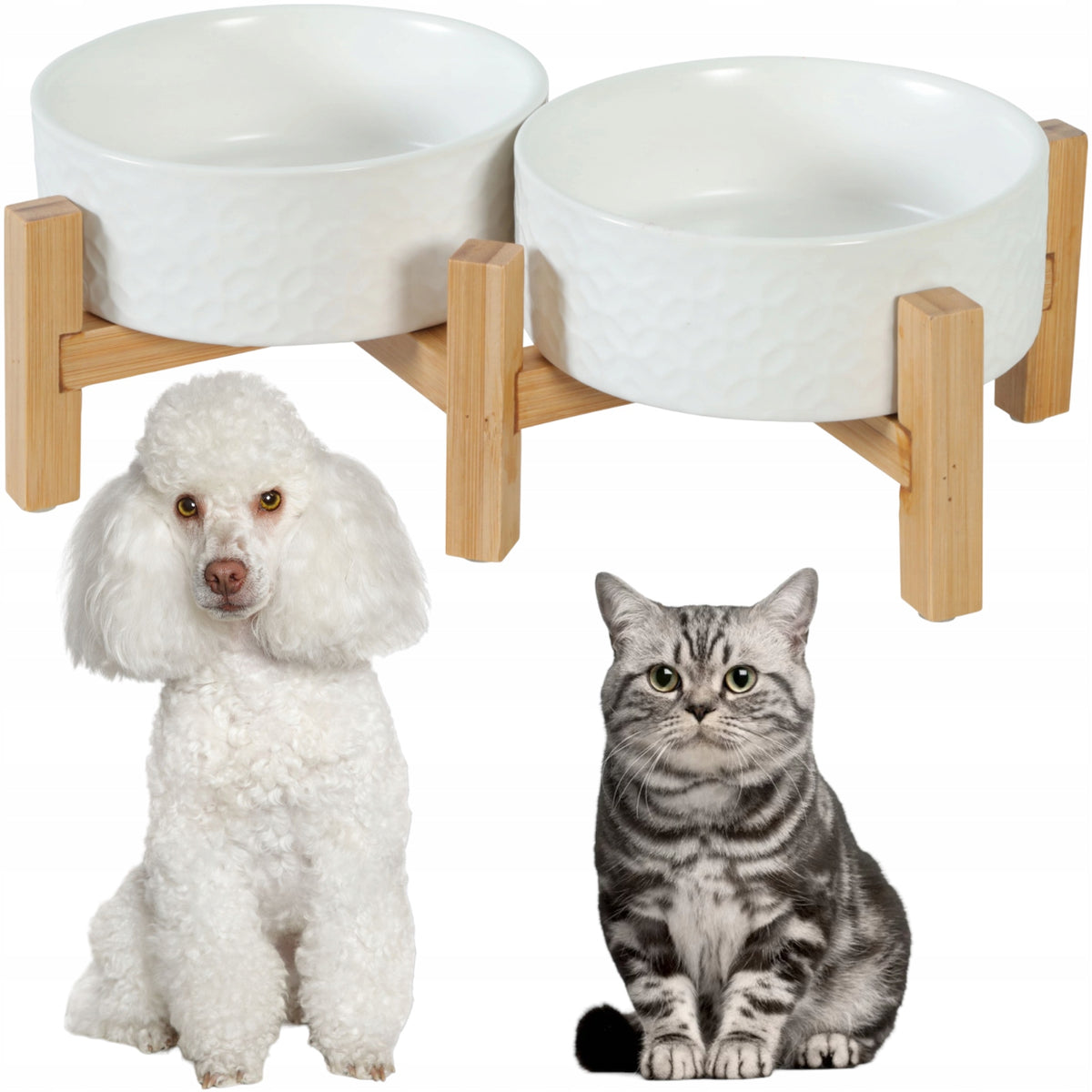 Zolux Ceramic Bowl for Cat Dog Stand 2x300ml White Manufacturer code 475343BLA