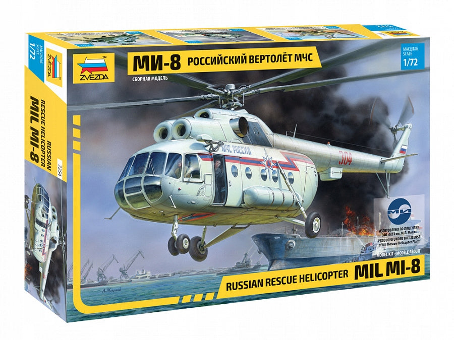 Zvezda 7254 Emergency helicopter Mil Mi-8 helicopter model 1/72