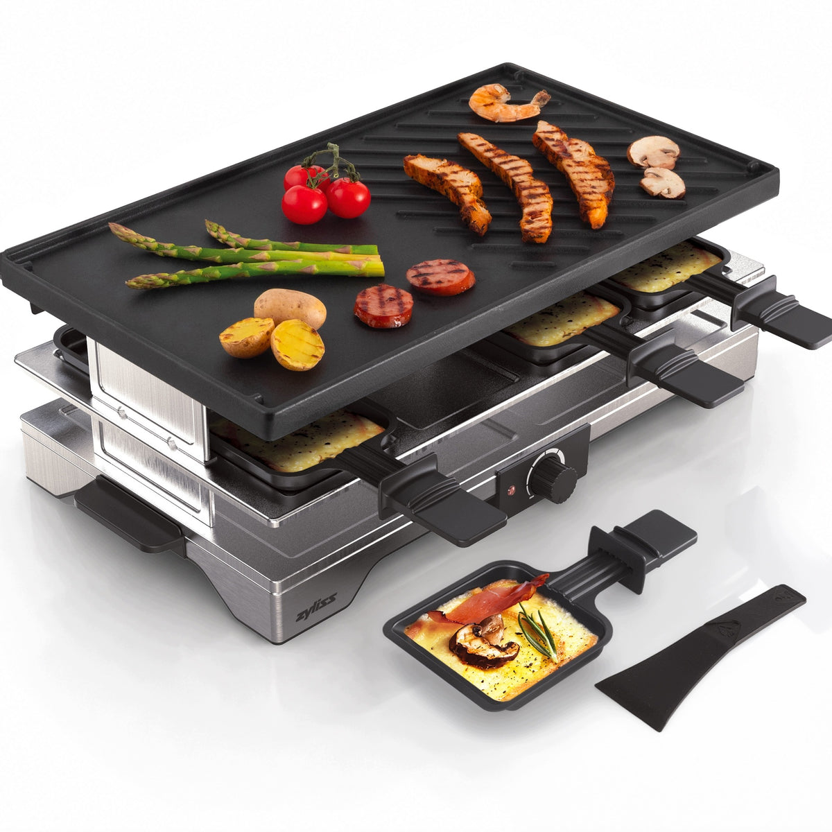 Zyliss Grill raclette Verso 8 people, cast iron plate, 1900 W
